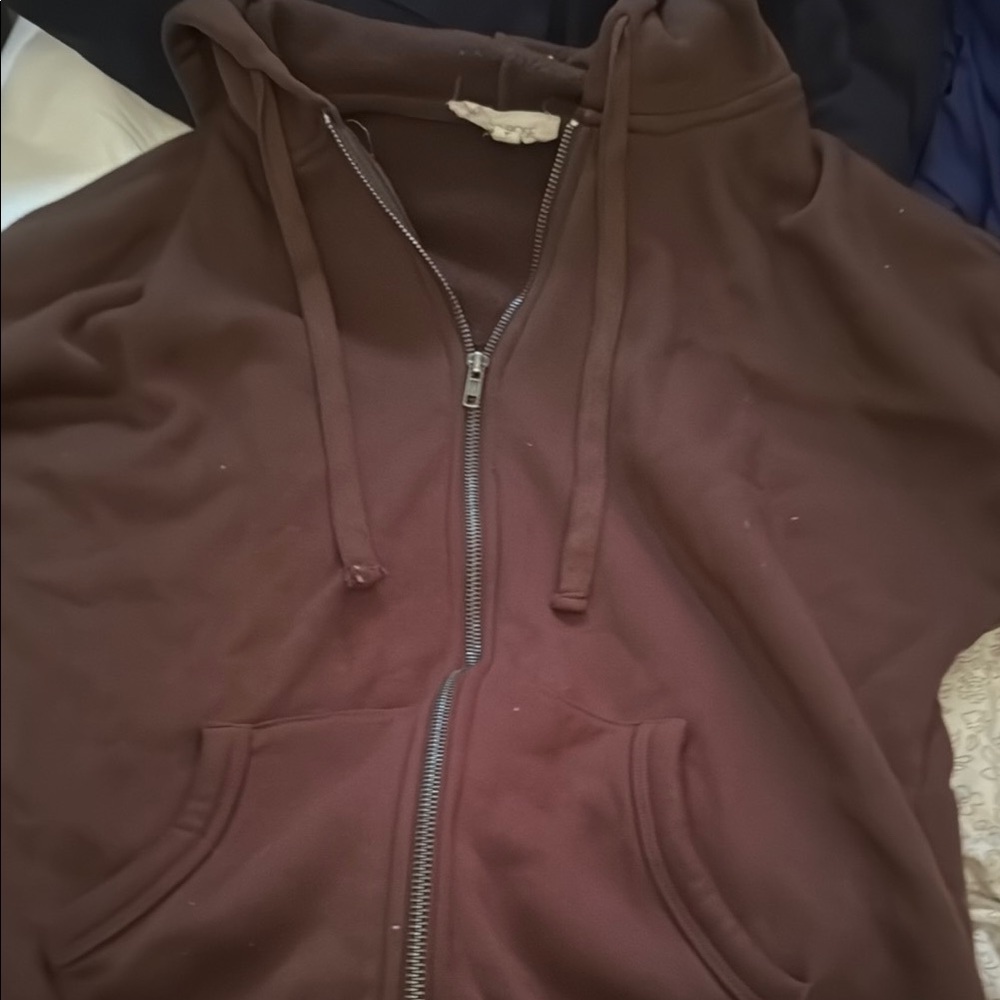 Hippie Rose Brown Zip-Up Hoodie